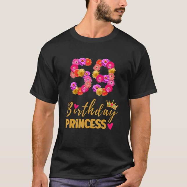 Camiseta Aniversário De 59 Anos Princesa Flor Seu 59º B (Frente)