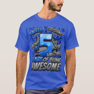 Camiseta Aniversário de 5 anos Estilo Cômico Incrível Desde
