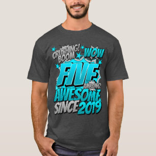 Camiseta Aniversário de 5 anos Estilo Cômico Incrível Desde