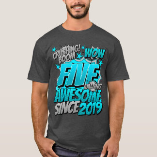 Camiseta Aniversário de 5 anos Estilo Cômico Incrível Desde