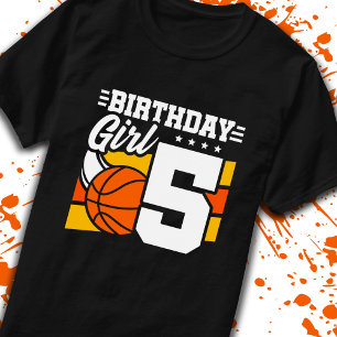 Camiseta Aniversário de 5 de Basquete de 5 Anos