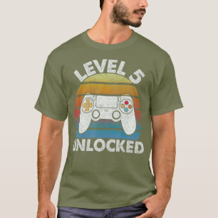 Camiseta Aniversário De 5 Nível 5 - Jogos Retro Desbloquead