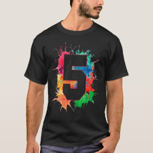 Camiseta Aniversário De 5 Para Meninas 5 Tintas