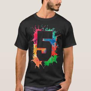 Camiseta Aniversário De 5 Para Meninas 5 Tintas