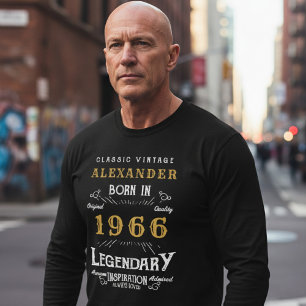 Camiseta Aniversário de 60 anos 1966 Adicionar Nome Preto D
