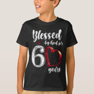 Camiseta Aniversário de 60 anos Abençoado por Deus por 60 A