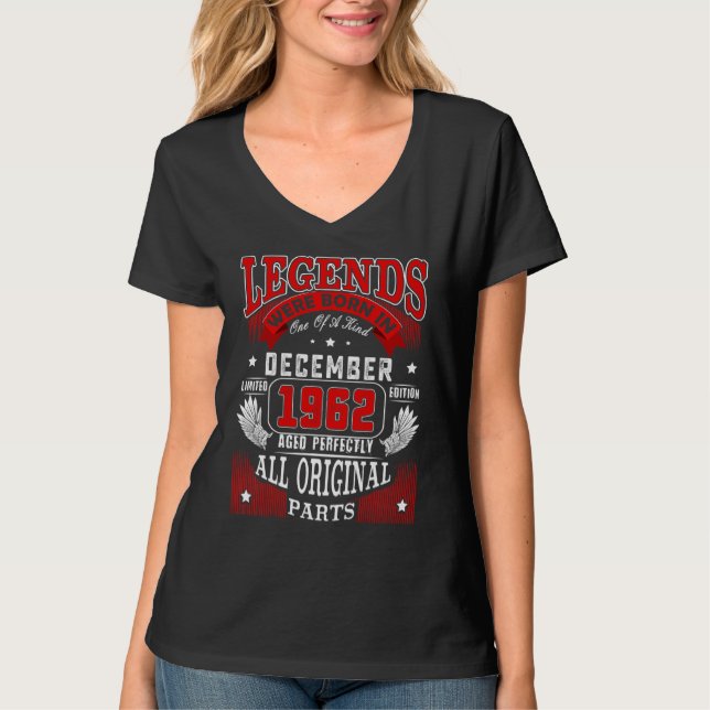Camiseta Aniversário de 60 anos  Lendas Nascidas em Dezembr (Frente)