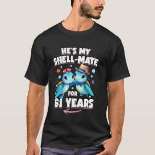 Camiseta Aniversário de 61 Anos de Casamento Tartarugas Ele
