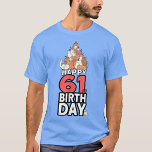 Camiseta Aniversário de 61 anos de Cat Owner Cat 61rua