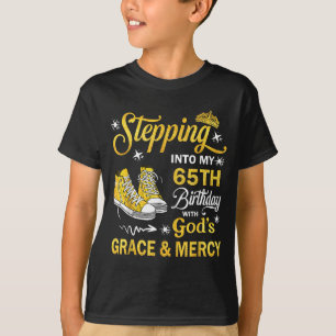 Camiseta aniversário de 65 anos graça e misericórdia cristã