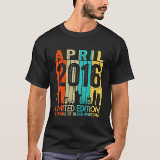 Camiseta Aniversário de 6 Anos de Idade Vintage Abril 2016