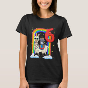 Camiseta Aniversário de 6 anos do Llama Llamacorn e do Gato