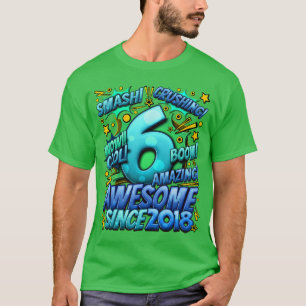 Camiseta Aniversário de 6 anos Estilo Cômico Incrível desde