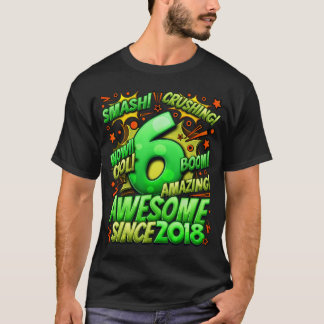 Camiseta Aniversário de 6 anos Estilo Cômico Incrível desde