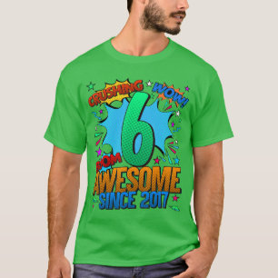 Camiseta Aniversário de 6 anos Estilo de Quadrinhos Incríve