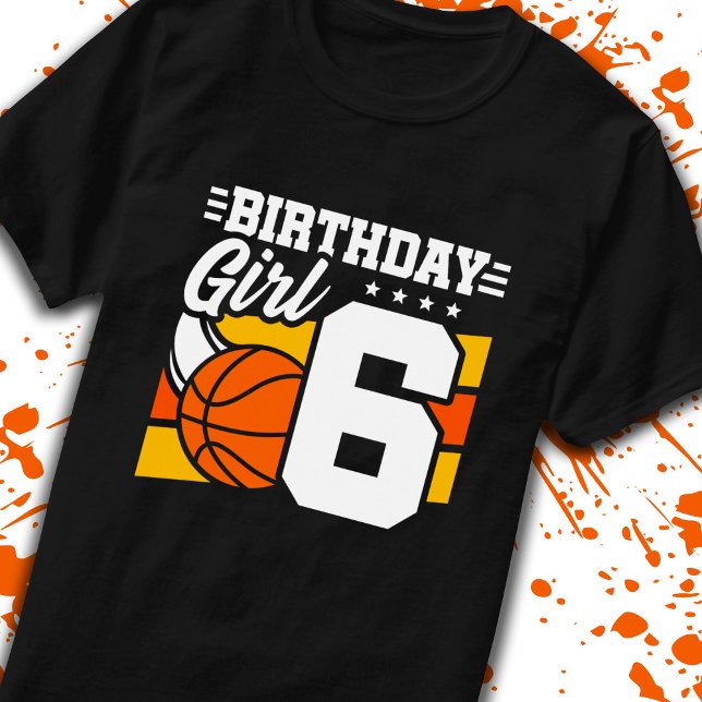 Camiseta Aniversário de 6 de Basquete de 6 Anos (Criador carregado)