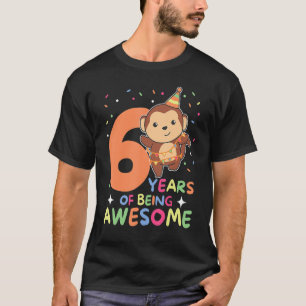 Camiseta Aniversário De 6 De Macaco Para Crianças De 6 Anos