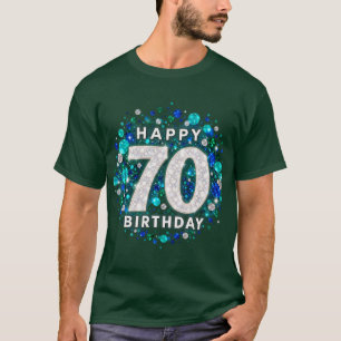Camiseta Aniversário de 70 anos Verde Prata Bokeh