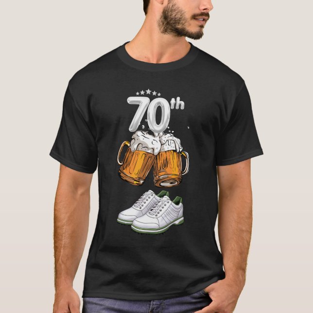 Camiseta Aniversário de 70 de Golfe com Cerveja para golfis (Frente)