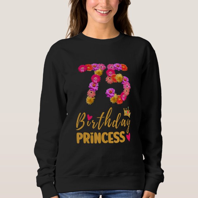 Camiseta Aniversário de 75 anos A Princesa Flor é a Minha 7 (Frente)