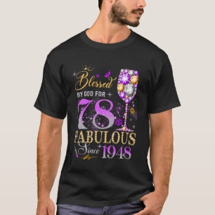 Camiseta Aniversário de 78 anos Rainha Abençoada por Deus 7