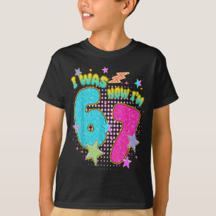 Camiseta Aniversário de 7 Anos Crianças Eu Era 6 Agora Sou 
