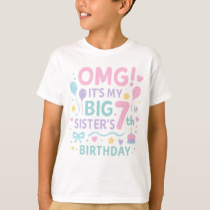 Camiseta Aniversário de 7 anos da Irmã Mais Velha Arco-íris
