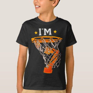 Camiseta Aniversário de 7 anos das crianças basquete 7 meni