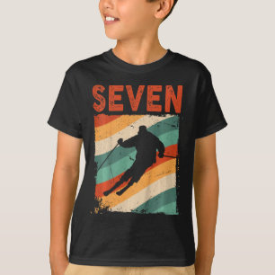 Camiseta Aniversário de 7 anos de crianças Esqui retrô Esqu