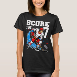 Camiseta Aniversário de 7 anos de menino de hóquei no gelo