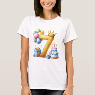 Camiseta Aniversário de 7 anos dourado