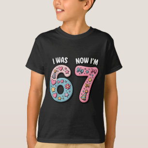 Camiseta aniversário de 7 anos era 6 7 seis sete 6 7 meme c