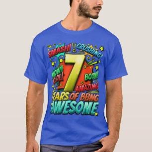 Camiseta Aniversário de 7 anos Estilo de Desenho Incrível D