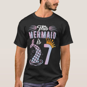 Camiseta Aniversário de 7 Anos Menina Sereia 7 Anos