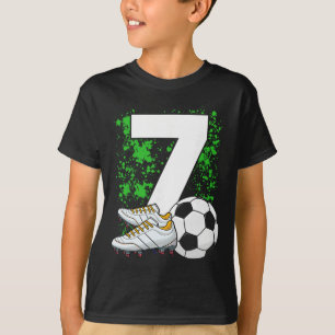 Camiseta Aniversário de 7 Anos Meninos 7 Anos Futebol Jogad