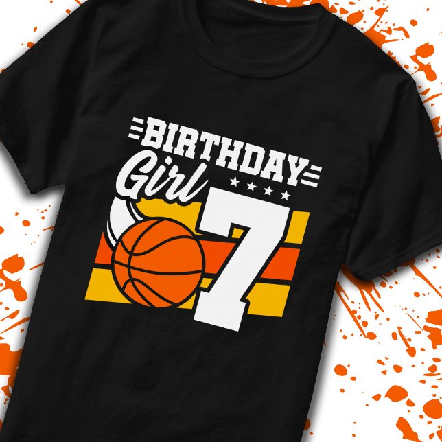 Camiseta Aniversário de 7 de Basquete de 7 Anos (Criador carregado)