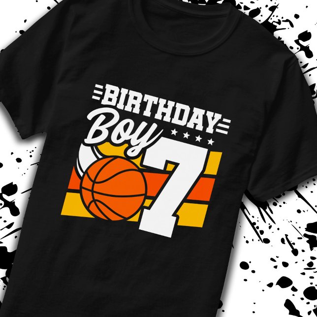 Camiseta Aniversário de 7 de Basquete de 7 Anos (Criador carregado)