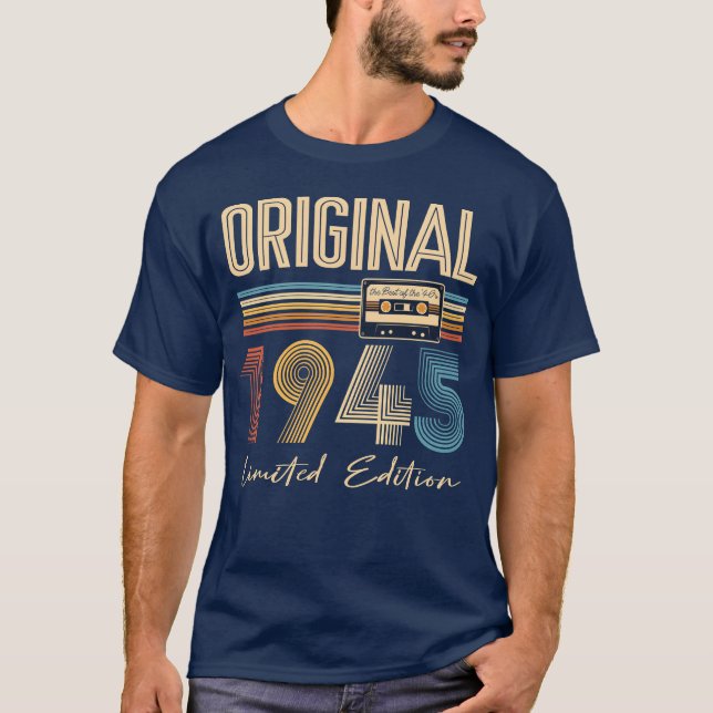 Camiseta Aniversário de 80 anos Original 1945 Presente 80 A (Frente)
