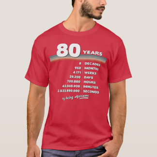 Camiseta Aniversário de 80 anos Vintage 80 anos Retro
