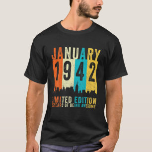 Camiseta Aniversário de 80 anos Vintage Janeiro de 1942 Li