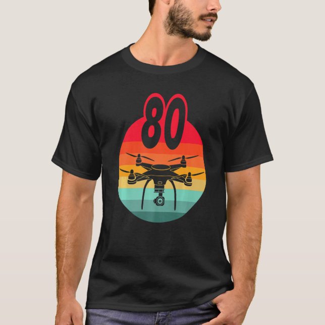 Camiseta Aniversário de 80 I Retro Remote Control Drones co (Frente)