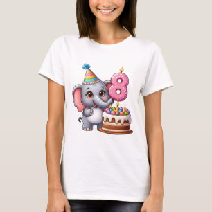 Camiseta Aniversário de 8 anos do Elefante Fofo
