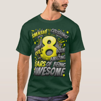 Camiseta Aniversário de 8 anos Estilo Cômico Incrível Desde