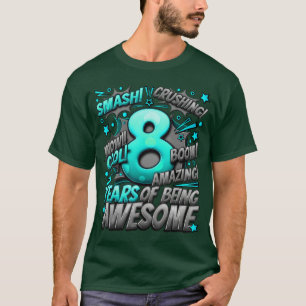 Camiseta Aniversário de 8 anos Estilo de Quadrinhos Incríve
