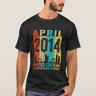 Camiseta Aniversário De 8 Anos Vintage Abril De 2014 Limite
