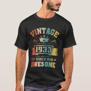 Camiseta Aniversário de 92 anos Vintage 1933 Aniversário Re