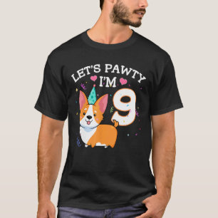 Camiseta Aniversário de 9 anos Corgi Amante de Cães 9 Anos