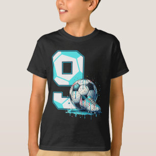 Camiseta Aniversário de 9 anos de Futebol Sorvete Drip Bday