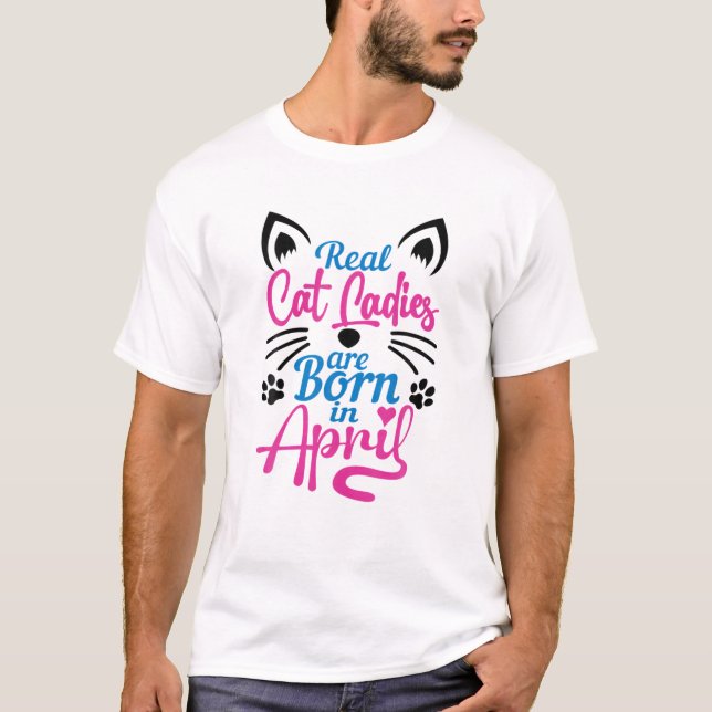 Camiseta Aniversário De Abril, Para Gato De Lover Mulheres, (Frente)