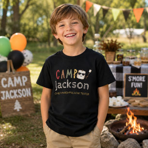 Camiseta Aniversário de Acampamento Personalizado Marshmall